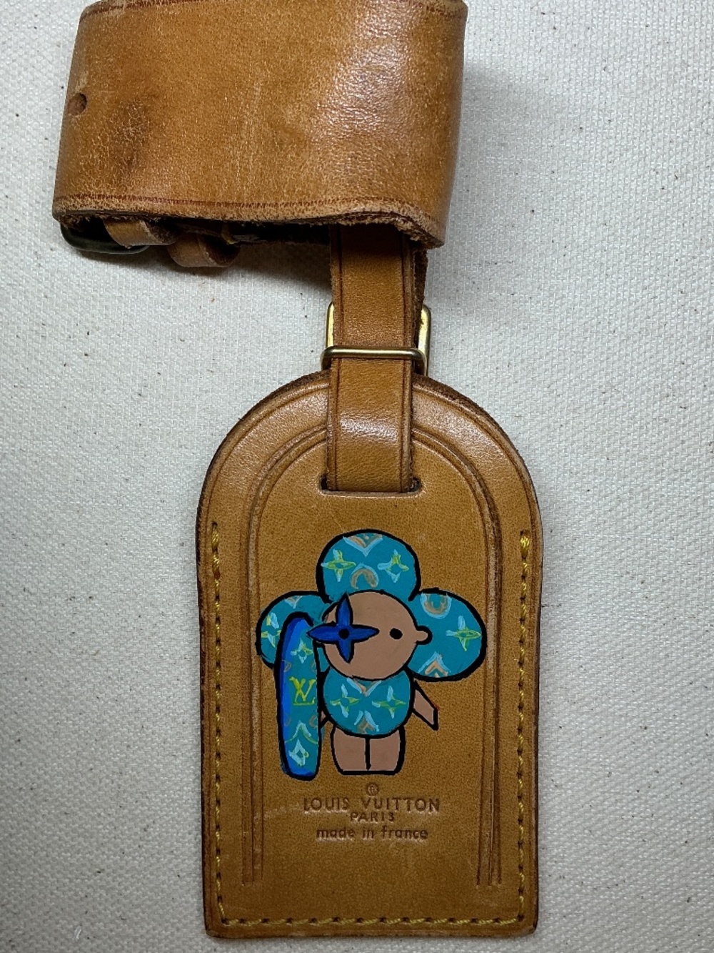 Louis Vuitton Luggage Tag with Handpainted Surfer Vivienne